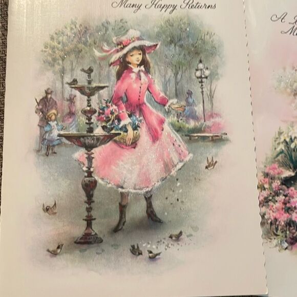 Vintage Lot of 4 Coronation Collection Glitter Birthday Cards 50's Parchment - Picture 7 of 15